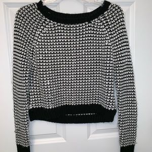 Black and White Cropped Sweater